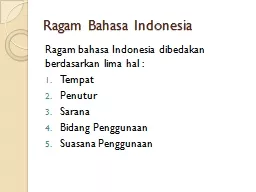 Ragam   Bahasa  Indonesia