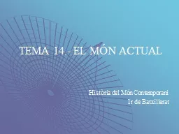 TEMA 14.- EL MÓN ACTUAL