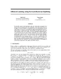 Efcient Learning using ForwardBackward Splitting John Duchi University of California Berkeley