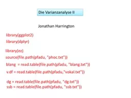 PPT-Die Varianzanalyse II Jonathan Harrington