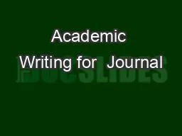 Academic Writing for  Journal