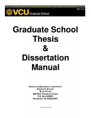 Graduate School Thesis  Dissertation Manual IRGINIA OM