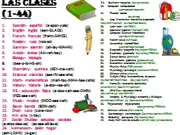 Las  Clases ( 1-44) Spanish-