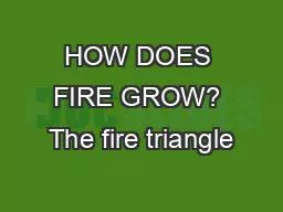 HOW DOES FIRE GROW? The fire triangle