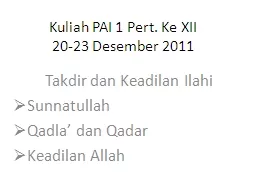 Kuliah  PAI 1 Pert.  Ke  XII