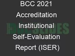 BCC 2021 Accreditation Institutional Self-Evaluation Report (ISER)