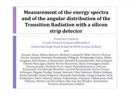 PPT-Measurement of the energy spectra and of the angular distribution of the Transition Radiation