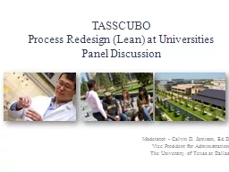 TASSCUBO Process Redesign (Lean) at Universities