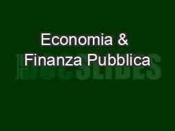 Economia & Finanza Pubblica