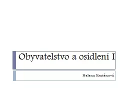 Obyvatelstvo a osídlení I