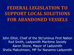 FEDERAL LEGISLATION TO SUPPORT LOCAL SOLUTIONS