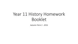 Year 11 History Homework Booklet
