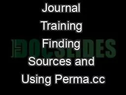 Journal Training Finding Sources and Using Perma.cc