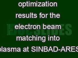 First optimization results for the electron beam matching into plasma at SINBAD-ARES