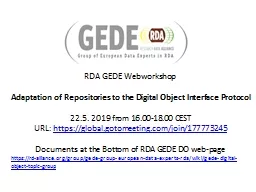 RDA  GEDE   Webworkshop Adaptation of Repositories to the Digital Object Interface Protocol