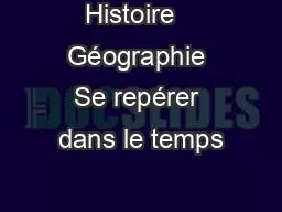 Histoire   Géographie Se repérer dans le temps