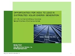Opportunities for India to Lead in Distributed Solar Energy Generation