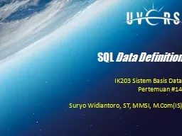 SQL  Data Definition IK203