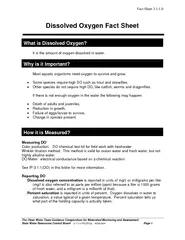 Dissolved Ox yg en Fact Sheet What is Dissolved Oxygen