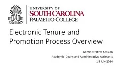 Electronic Tenure and Promotion Process Overview