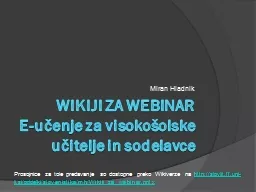 Wikiji za Webinar E -učenje za visokošolske učitelje in sodelavce