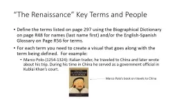 “The Renaissance” Key Terms and People