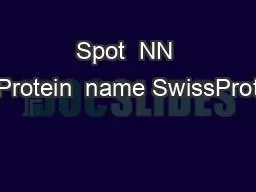 Spot  NN Protein  name SwissProt