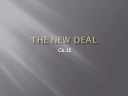 The New Deal Ch.15 Roosevelt’s New Deal