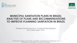 Municipal Sanitation Plans in Brazil: Analysis of Plans and Recommendations to improve