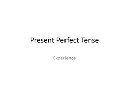 Present Perfect Tense Experience