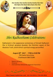 Shri Radhasthami Celebrations