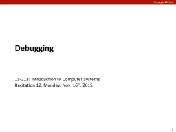 Debugging 15-213: Introduction to Computer Systems