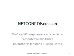 NETCONF Discussion  Draft-ietf-i2rs-ephemeral-state-14.txt