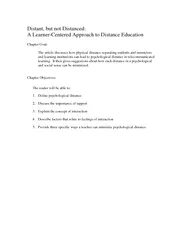 Distant but not Distanced A LearnerCentered Approach t
