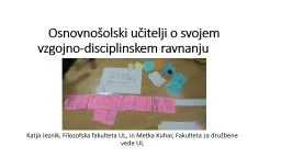 Osnovnošolski učitelji o svojem vzgojno-disciplinskem ravnanju