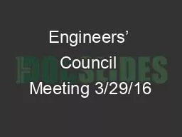Engineers’ Council Meeting 3/29/16