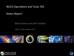 PPT-WLCG Operations and Tools TEG