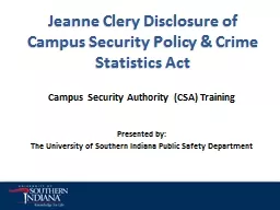 Jeanne Clery Disclosure of Campus Security Policy & Crime Statistics Act
