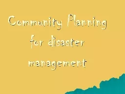 Community Planning for disaster management