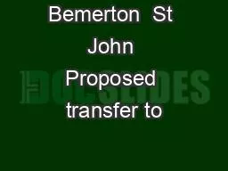 Bemerton  St John Proposed transfer to