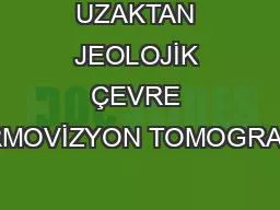 UZAKTAN JEOLOJİK ÇEVRE TERMOVİZYON TOMOGRAFİSİ