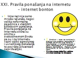 XXI. Pravila ponašanja na internetu – internet bonton