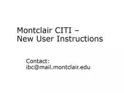 Montclair CITI –  New User Instructions