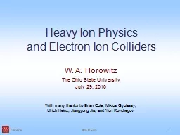 Heavy Ion Physics  and Electron Ion Colliders