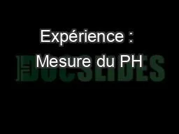 Expérience : Mesure du PH