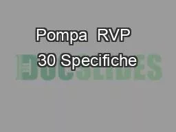 Pompa  RVP  30 Specifiche