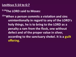 PPT-Leviticus 5: 14 to 6 :7