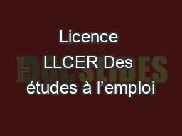 Licence LLCER Des études à l’emploi