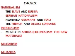 CAUSES: NATIONALISM THE