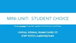 Mini-Unit: Student Choice